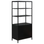 AMHERST 3-SHELF RADIO WEAVE CANE METAL ACCENT CABINET BLACK - Image 7