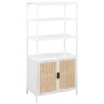 AMHERST 3-SHELF RADIO WEAVE CANE METAL ACCENT CABINET WHITE