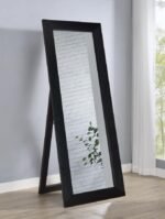 CADENCE TEMPERED GLASS FULL LENGTH STANDING MIRROR BLACK OAK - Image 2