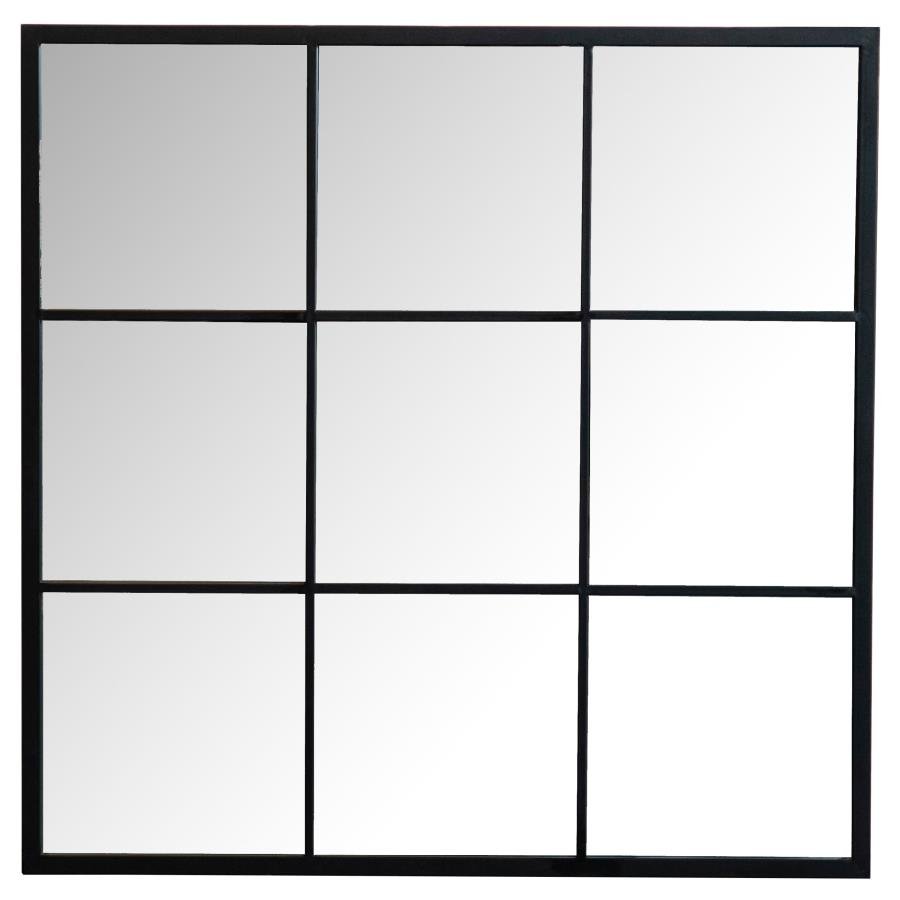 962894_02x900.jpg QUETZAL 35 X 35 INCH SQUARE WINDOW PANE WALL MIRROR BLACK - Image 1