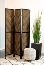MARLENE 3-PANEL ROOM DIVIDER FOLDING SCREEN RUSTIC TOBACCO - Image 2