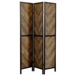 MARLENE 3-PANEL ROOM DIVIDER FOLDING SCREEN RUSTIC TOBACCO