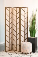 MILA 3-PANEL ROOM DIVIDER FOLDING SHOJI SCREEN WALNUT - Image 2