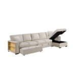 9630BE*32LRC Sectional with Right Chaise, Pull-out Bed, Hidden Storages and Shelves, Charging Ports - Image 4