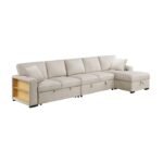 9630BE*32LRC Sectional with Right Chaise, Pull-out Bed, Hidden Storages and Shelves, Charging Ports