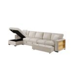 9630BE*3LC2R Sectional with Left Chaise, Pull-out Bed, Hidden Storages  and Shelves, Charging Ports - Image 4