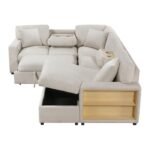9630BE*42LRC Sectional with Right Chaise, Pull-out Bed, Hidden Storages and Shelves, Charging Ports - Image 5
