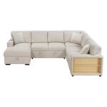 9630BE*4LC2R Sectional with Left Chaise, Pull-out Bed, Hidden Storages and Shelves, Charging Ports - Image 2