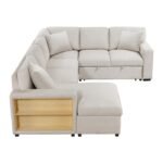 9630BE*4LC2R Sectional with Left Chaise, Pull-out Bed, Hidden Storages and Shelves, Charging Ports - Image 3
