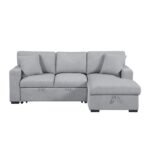 9630GY*22LRC Sectional with Right Chaise, Pull-out Bed, Hidden Storage and Shelves, Charging Ports