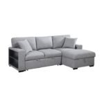 9630GY*22LRC Sectional with Right Chaise, Pull-out Bed, Hidden Storage and Shelves, Charging Ports - Image 2
