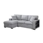 9630GY*2LC2R Sectional with Left Chaise, Pull-out Bed, Hidden Storages and Shelves, Charging Ports - Image 2