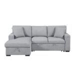 9630GY*2LC2R Sectional with Left Chaise, Pull-out Bed, Hidden Storages and Shelves, Charging Ports