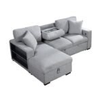 9630GY*2LC2R Sectional with Left Chaise, Pull-out Bed, Hidden Storages and Shelves, Charging Ports - Image 6
