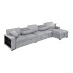 9630GY*32LRC Sectional with Right Chaise, Pull-out Bed, Hidden Storages and Shelves, Charging Ports - Image 3