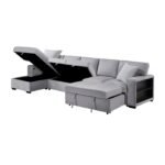 9630GY*3LC2R Sectional with Left Chaise, Pull-out Bed Hidden Storages and Shelves, Charging Ports - Image 4
