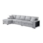 9630GY*3LC2R Sectional with Left Chaise, Pull-out Bed Hidden Storages and Shelves, Charging Ports