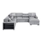 9630GY*42LRC Sectional with Right Chaise, Pull-out Bed, Hidden Storages and Shelves, Charging Ports - Image 5