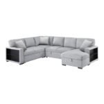 9630GY*42LRC Sectional with Right Chaise, Pull-out Bed, Hidden Storages and Shelves, Charging Ports