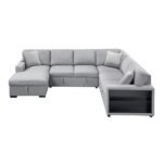 9630GY*4LC2R Sectional with Left Chaise, Pull-out Bed, Hidden Storages  and Shelves, Charging Ports - Image 2