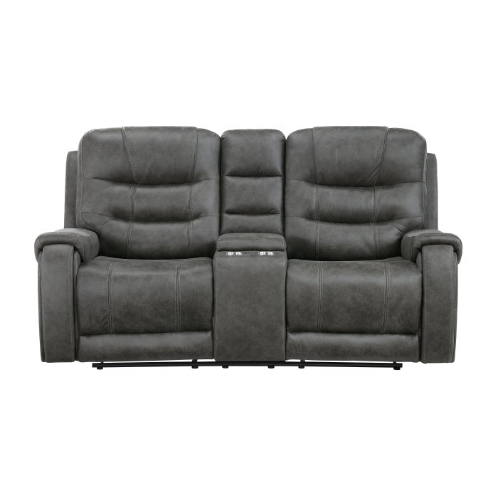 9634DGY-2_noBG___l.jpg 9634DGY-2 Double Reclining Love Seat with Center Console - Image 1