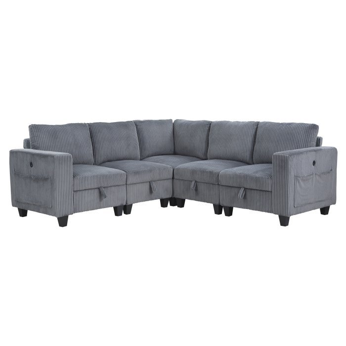 9650NDG_5SC_noB__l.jpg 9650NDG*5SC 5-Piece Sectional with Storage, Storage Pouches and Charging Ports - Image 1