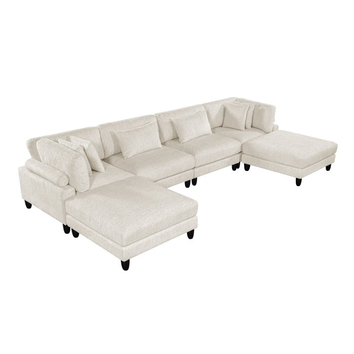 9688NBE_62CR2AC2OT_noBG_side_2__l.jpg 9688NBE*62CR2AC2OT 6-Piece Modular Sectional with Ottomans - Image 1