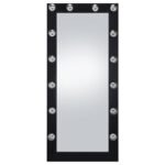 ZAYAN 32 X 71 INCH FLOOR MIRROR LED LIGHTING BLACK GLOSS - Image 3