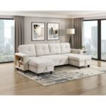 9705BE*42AVC Sectional with Two Chaises, Pull-out Bed, Shelves and Charging Ports - Image 8