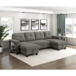 9705DB*42AVC Sectional with Two Chaises, Pull-out Bed, Shelves and Charging Ports - Image 8