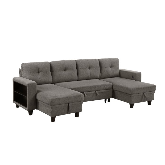 9705DB_42AVC_no__l.jpg 9705DB*42AVC Sectional with Two Chaises, Pull-out Bed, Shelves and Charging Ports - Image 1