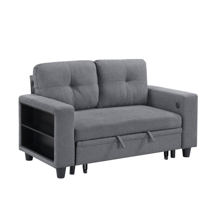 9705GY-2_noBG_s__l.jpg 9705GY-2* Love Seat with Pull-out Bed, Shelves and Charging Ports - Image 1