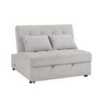 9707GRY-2CL Convertible Armless 2-Seater with Pull-out Bed and Charging Ports - Image 2