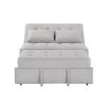 9707GRY-2CL Convertible Armless 2-Seater with Pull-out Bed and Charging Ports - Image 5