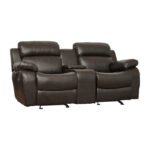 9724BRW-2 Double Glider Reclining Love Seat with Center Console - Image 2