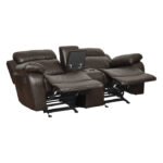 9724BRW-2 Double Glider Reclining Love Seat with Center Console - Image 5