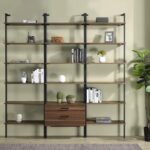 OWENS 3-PIECE 96-INCH WALL MOUNTED BOOKSHELF SET WALNUT