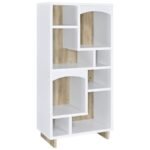 DALTON 65-INCH 6-SHELF BOOKCASE WHITE AND DISTRESSED PINE