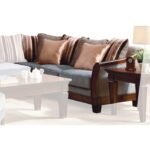 9927NF-3 SOFA, GREY VELVET/ESPRESSO FIN.SOFA