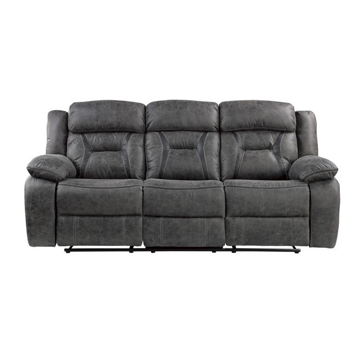9989GY3_noBG_front__l.jpg 9989GY-3 Double Reclining Sofa - Image 1