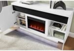 AILEEN WHITE 66″ ENT UNIT W/LED, SPEAKERS, CRYSTAL AND POP-UP DOORS - Image 2