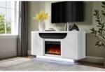 AILEEN WHITE 66″ ENT UNIT W/LED, SPEAKERS, CRYSTAL AND POP-UP DOORS