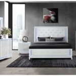 ALINA WHITE KING BED GROUP WITH LED, COOLER, SPEAKER AND USB