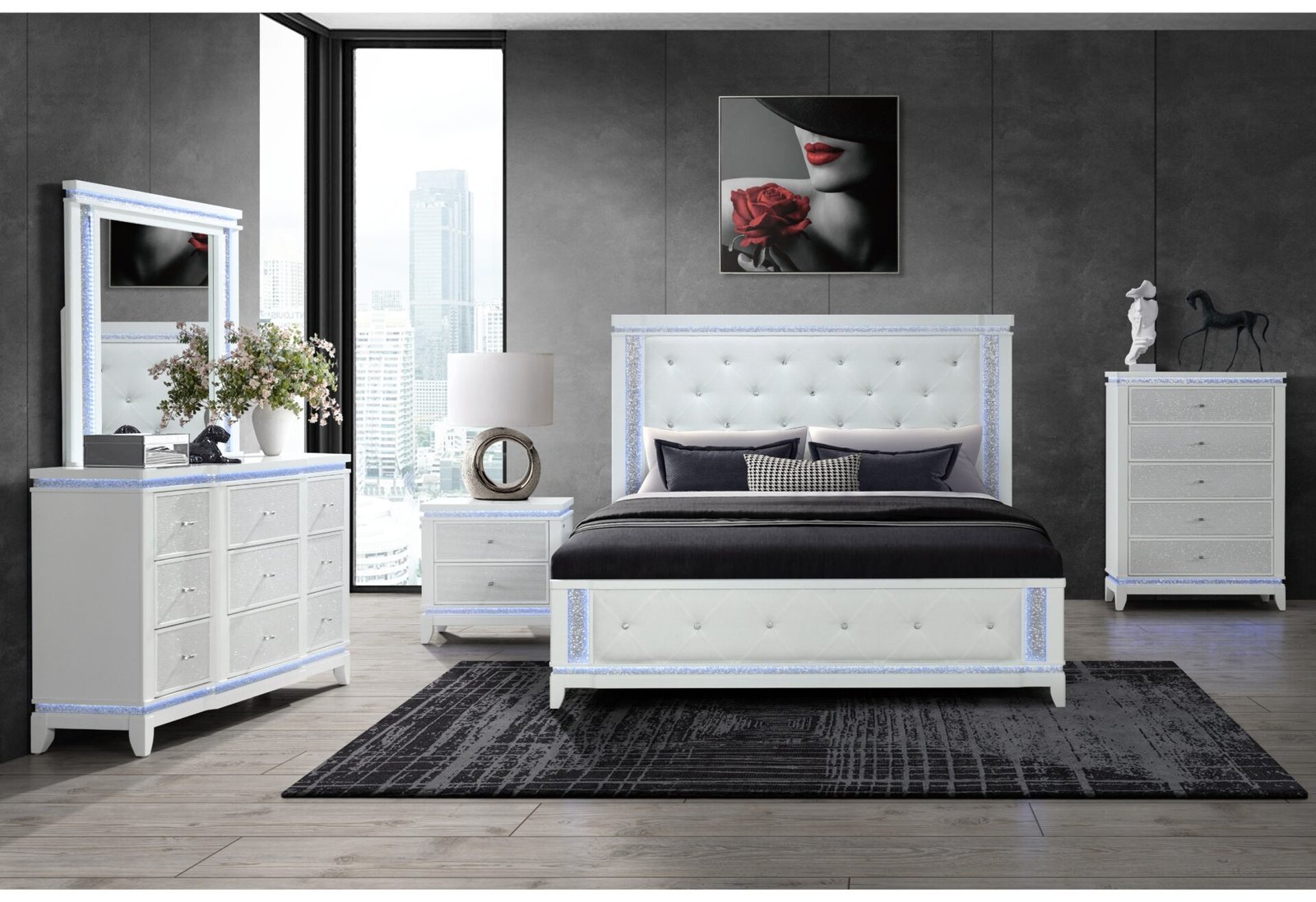 Alina-KBG-RSC.jpg ALINA WHITE KING BED GROUP WITH LED, COOLER, SPEAKER AND USB - Image 1