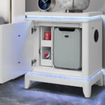 ALINA WHITE NIGHTSTAND WITH COOLER, LED, SPEAKER AND USB