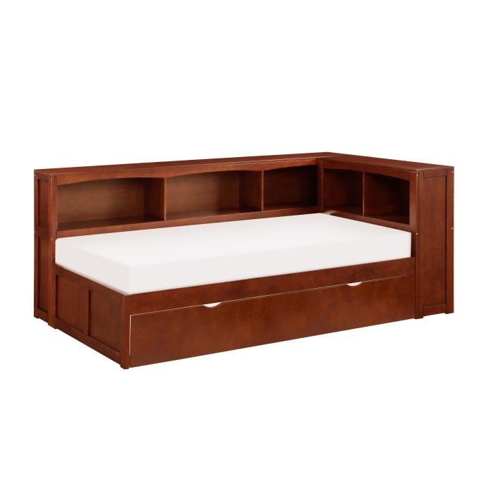 B2013BCDC-1BCR_noBG_side__l.jpg B2013BCDC-1BCR* Twin Bookcase Corner Platform Bed with Twin Trundle - Image 1