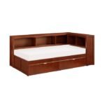 B2013BCDC-1BCT* Twin Bookcase Corner Platform Bed with Storage Boxes