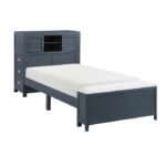 B2024BUBC-1* Twin Bookcase Platform Bed with Hidden Desk, Stool and Storage Bench