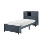 B2024BUBC-1* Twin Bookcase Platform Bed with Hidden Desk, Stool and Storage Bench - Image 2