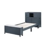 B2024BUBC-1* Twin Bookcase Platform Bed with Hidden Desk, Stool and Storage Bench - Image 3